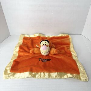Disney Tigger Plush Rattle Lovey Security Blanket Satin Trim Winnie The Pooh